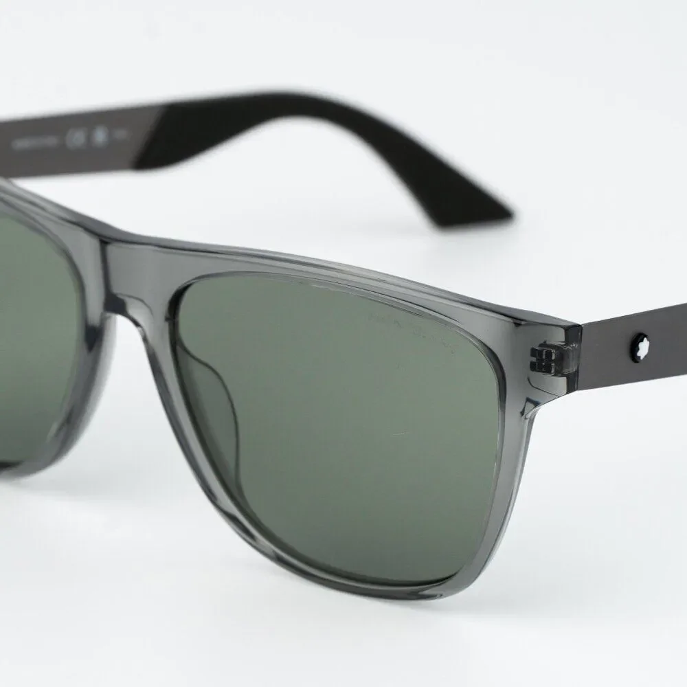 Montblanc Men Sunglasses Grey Ruthenium Green Square MB0298S 003 NEW AUTHENTIC